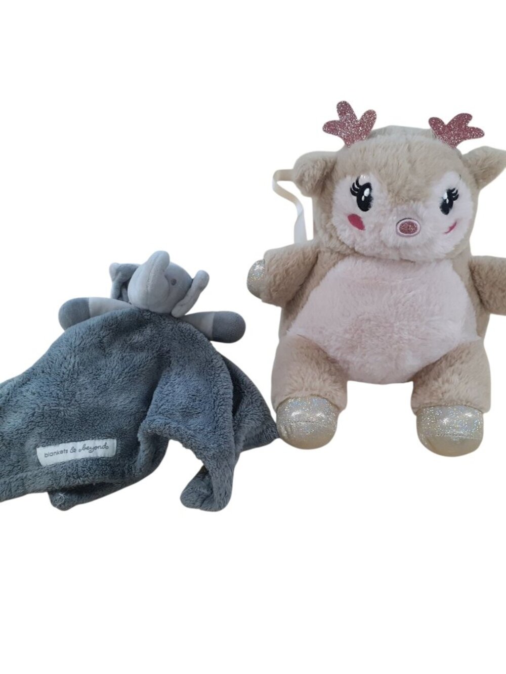 Elephant Lovey by Blankets & Beyond Reindeer Critter Plush Backpack Lot of 2